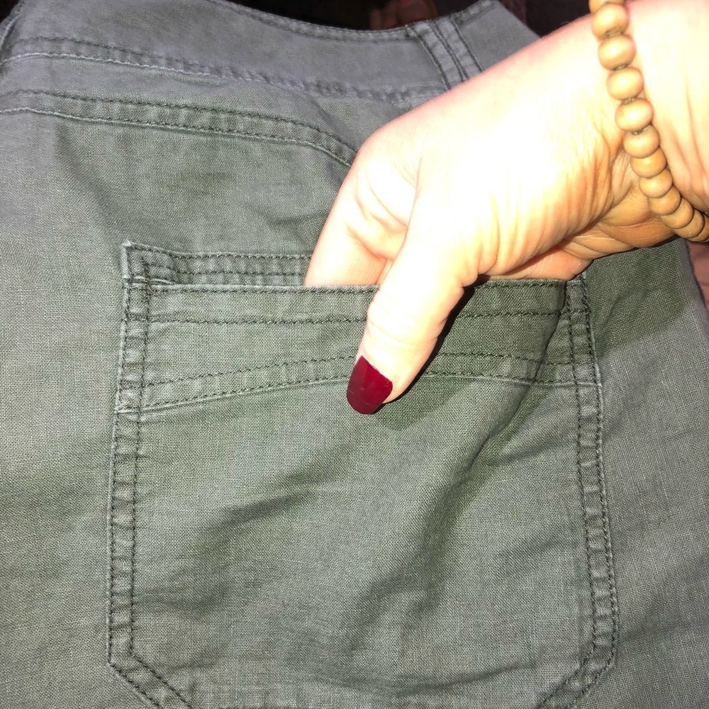 H&M Army green Linen Crop Pants Size 14 - Picture 7 of 8